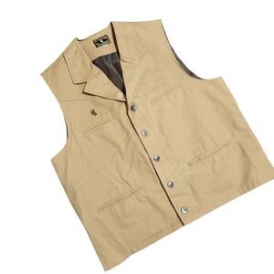 Wyoming Traders Vest Brown Camel Canvas Mens XL Button Up Western Lined